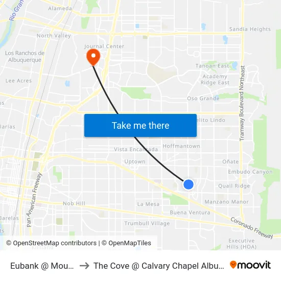 Eubank @ Mountain to The Cove @ Calvary Chapel Albuquerque map
