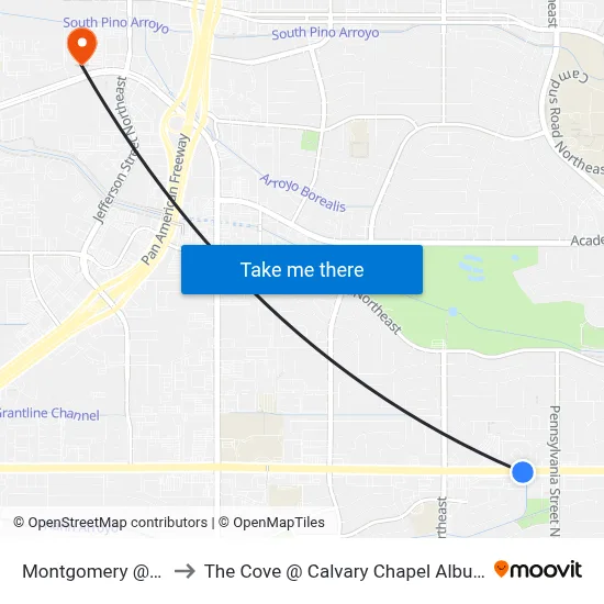Montgomery @ Julie to The Cove @ Calvary Chapel Albuquerque map