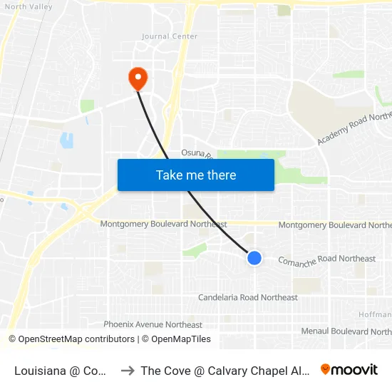 Louisiana @ Comanche to The Cove @ Calvary Chapel Albuquerque map