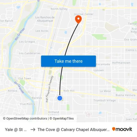 Yale @ St Cyr to The Cove @ Calvary Chapel Albuquerque map