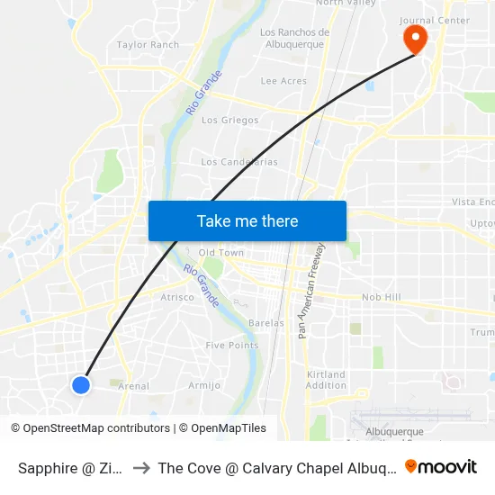 Sapphire @ Zircon to The Cove @ Calvary Chapel Albuquerque map
