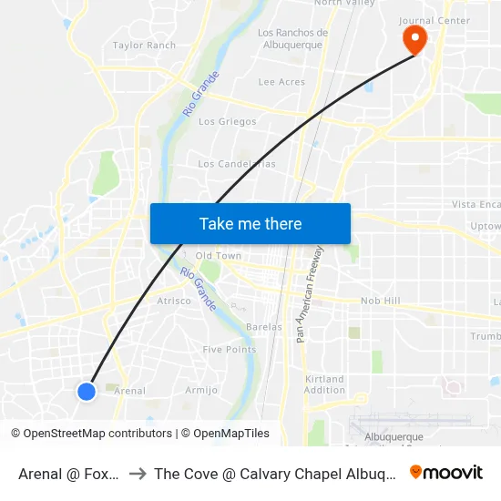 Arenal @ Fox Hill to The Cove @ Calvary Chapel Albuquerque map