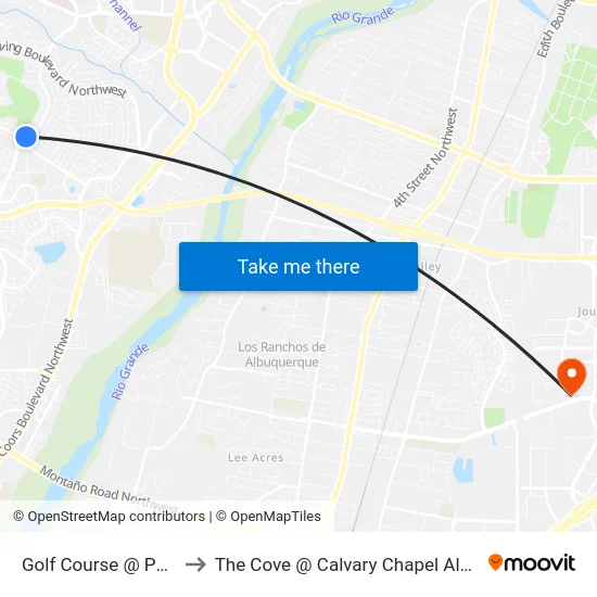 Golf Course @ Paradise to The Cove @ Calvary Chapel Albuquerque map