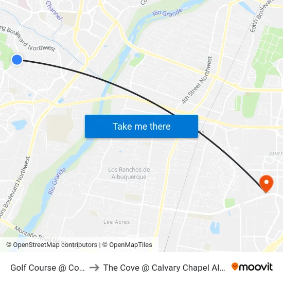 Golf Course @ Congress to The Cove @ Calvary Chapel Albuquerque map