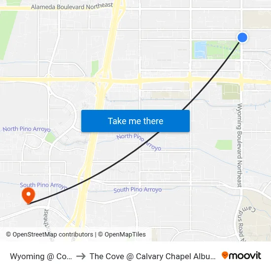 Wyoming @ Corona to The Cove @ Calvary Chapel Albuquerque map