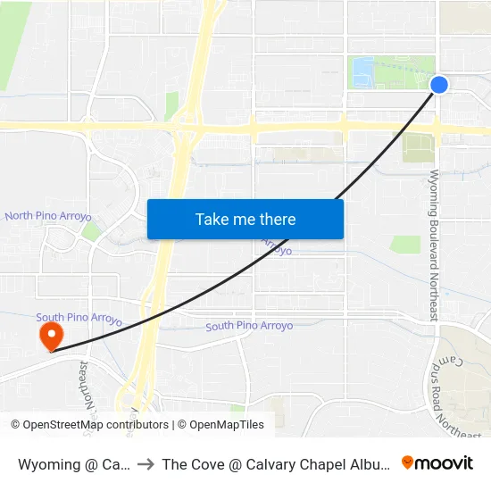 Wyoming @ Carmel to The Cove @ Calvary Chapel Albuquerque map
