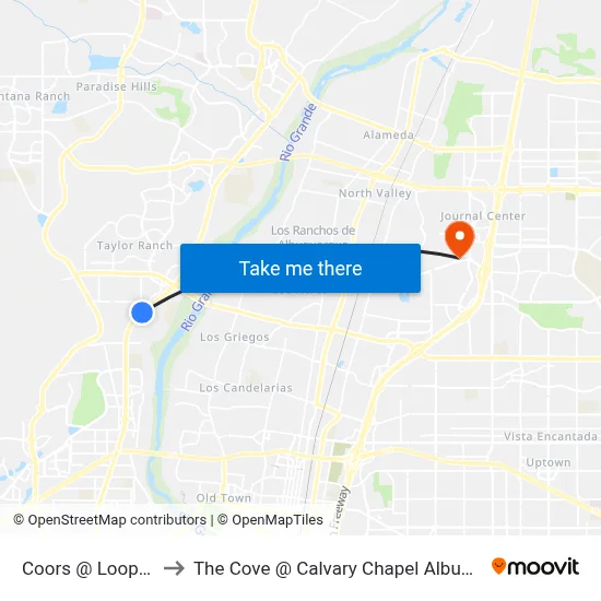 Coors @ Loop One to The Cove @ Calvary Chapel Albuquerque map