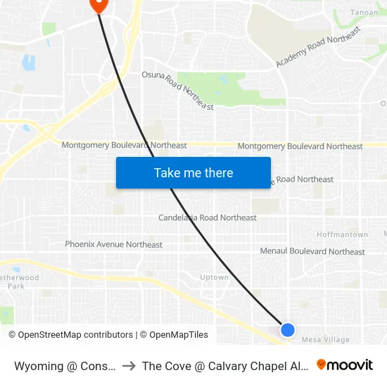 Wyoming @ Constitution to The Cove @ Calvary Chapel Albuquerque map