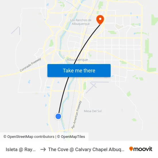 Isleta @ Raymac to The Cove @ Calvary Chapel Albuquerque map