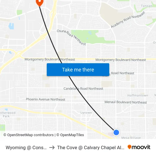 Wyoming @ Constitution to The Cove @ Calvary Chapel Albuquerque map