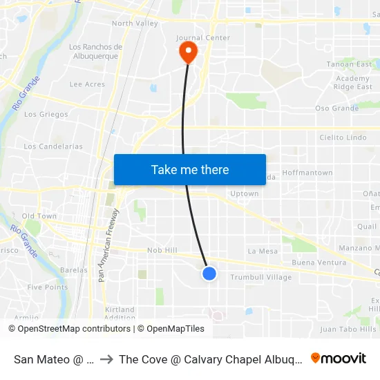 San Mateo @ Bell to The Cove @ Calvary Chapel Albuquerque map