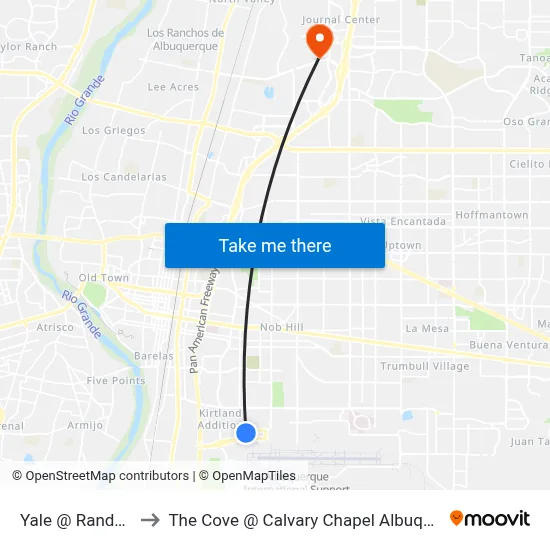 Yale @ Randolph to The Cove @ Calvary Chapel Albuquerque map