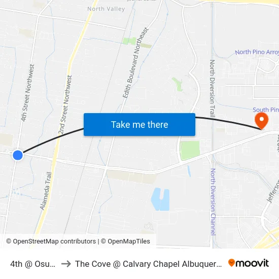 4th @ Osuna to The Cove @ Calvary Chapel Albuquerque map