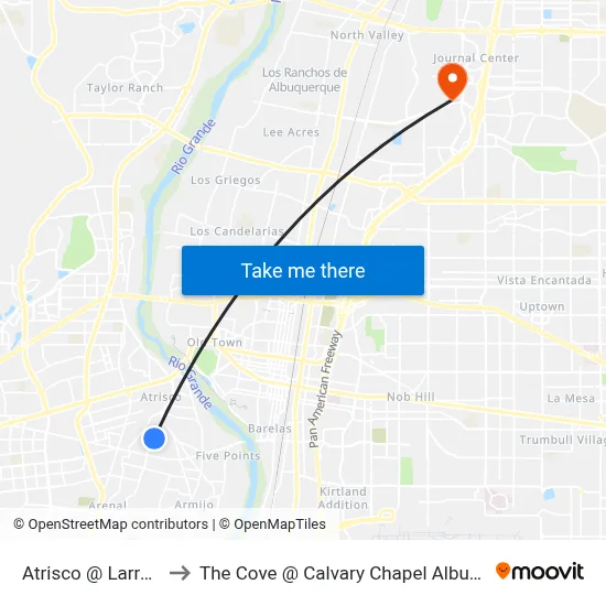 Atrisco @ Larrazolo to The Cove @ Calvary Chapel Albuquerque map