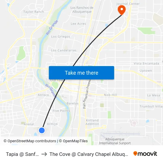 Tapia @ Sanford to The Cove @ Calvary Chapel Albuquerque map