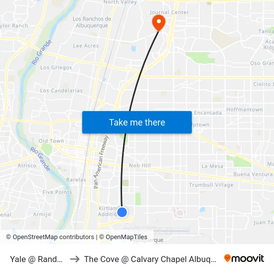 Yale @ Randolph to The Cove @ Calvary Chapel Albuquerque map