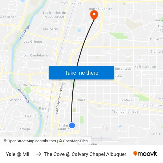 Yale @ Miles to The Cove @ Calvary Chapel Albuquerque map