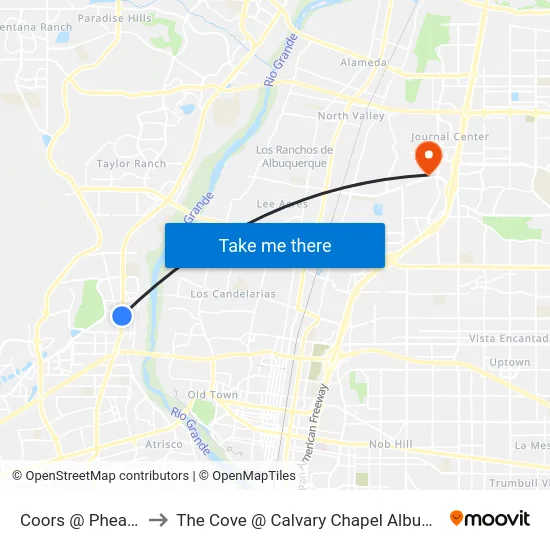 Coors @ Pheasant to The Cove @ Calvary Chapel Albuquerque map