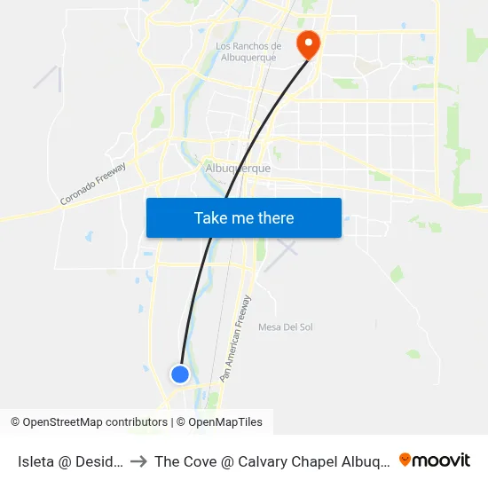 Isleta @ Desiderio to The Cove @ Calvary Chapel Albuquerque map