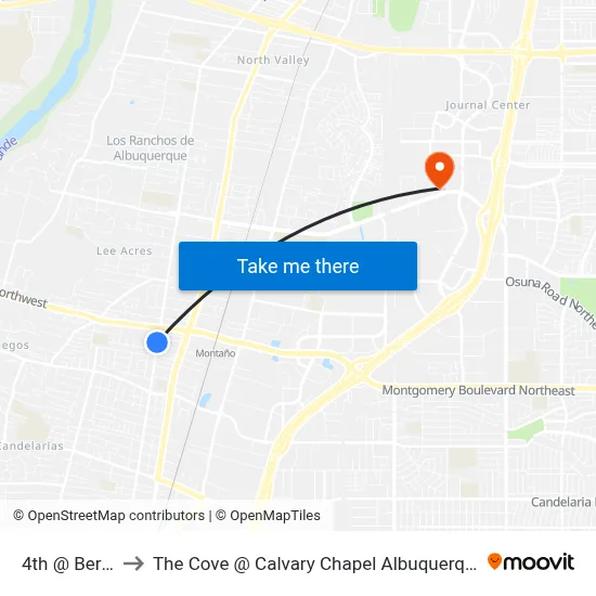 4th @ Berry to The Cove @ Calvary Chapel Albuquerque map