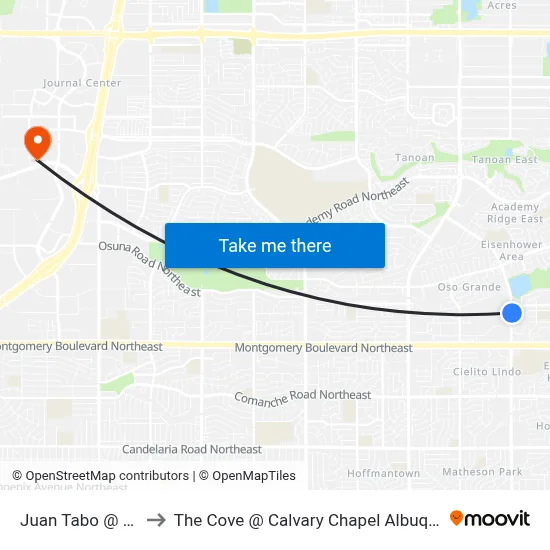 Juan Tabo @ Baja to The Cove @ Calvary Chapel Albuquerque map