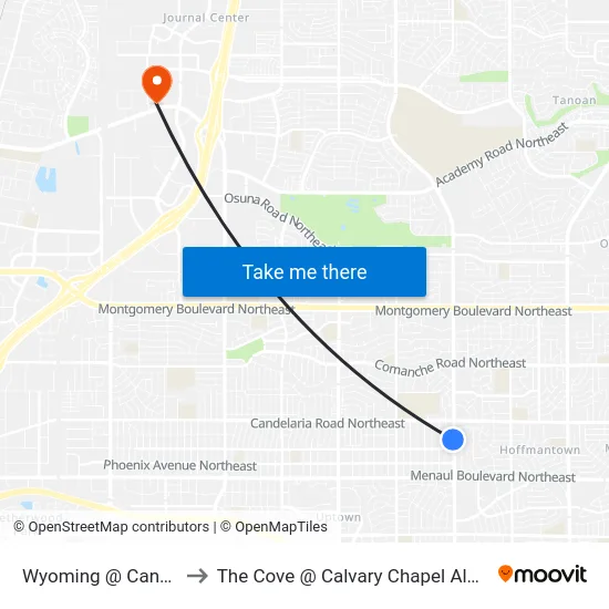 Wyoming @ Candelaria to The Cove @ Calvary Chapel Albuquerque map
