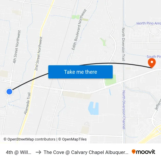 4th @ Willow to The Cove @ Calvary Chapel Albuquerque map