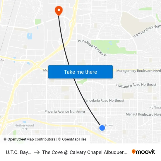 U.T.C. Bay D to The Cove @ Calvary Chapel Albuquerque map