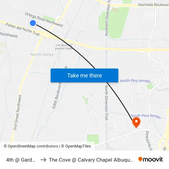 4th @ Garduno to The Cove @ Calvary Chapel Albuquerque map