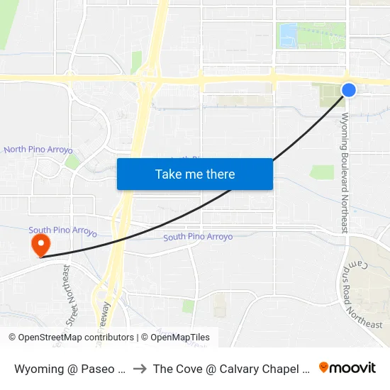 Wyoming @ Paseo Del Norte to The Cove @ Calvary Chapel Albuquerque map