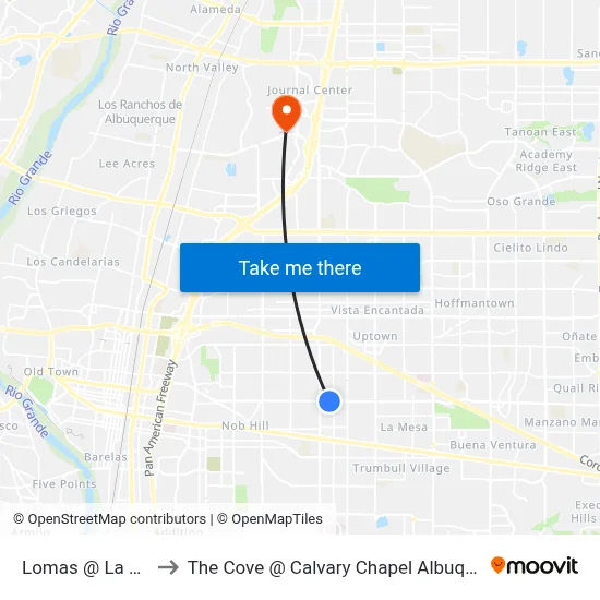 Lomas @ La Veta to The Cove @ Calvary Chapel Albuquerque map