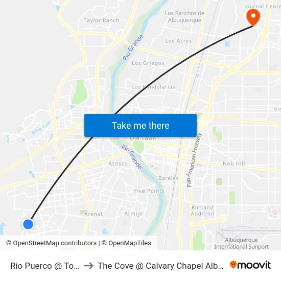 Rio Puerco @ Tovar Pl to The Cove @ Calvary Chapel Albuquerque map
