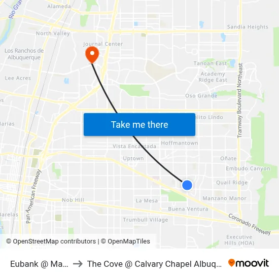 Eubank @ Marble to The Cove @ Calvary Chapel Albuquerque map