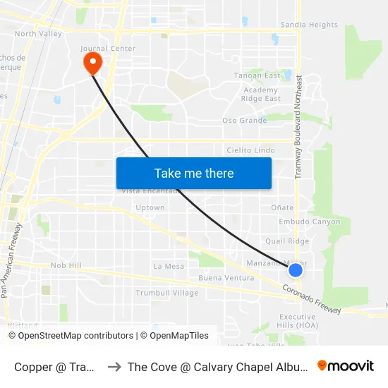 Copper @ Tramway to The Cove @ Calvary Chapel Albuquerque map