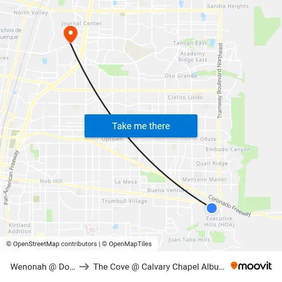 Wenonah @ Dorado to The Cove @ Calvary Chapel Albuquerque map