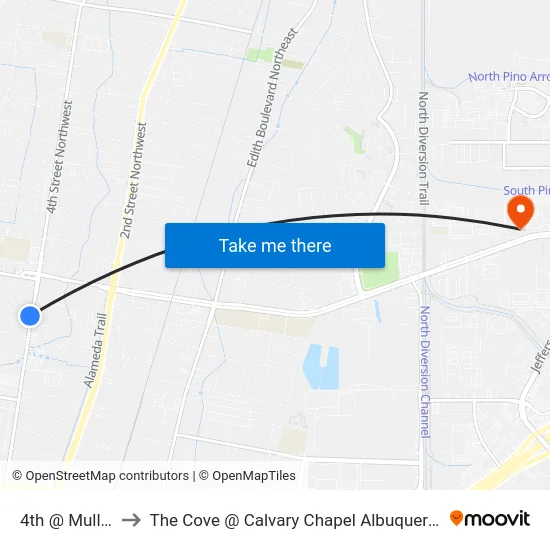 4th @ Mullen to The Cove @ Calvary Chapel Albuquerque map