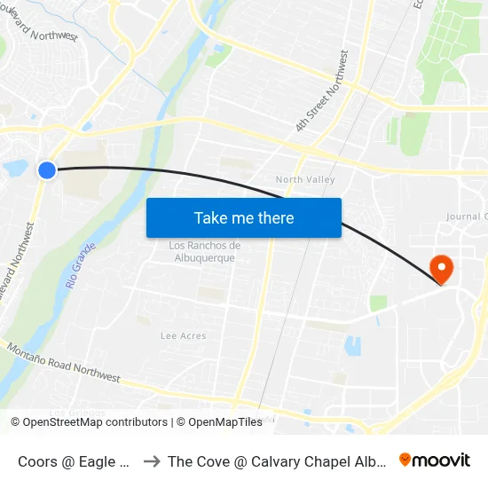 Coors @ Eagle Ranch to The Cove @ Calvary Chapel Albuquerque map