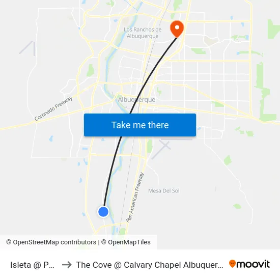 Isleta @ Paul to The Cove @ Calvary Chapel Albuquerque map