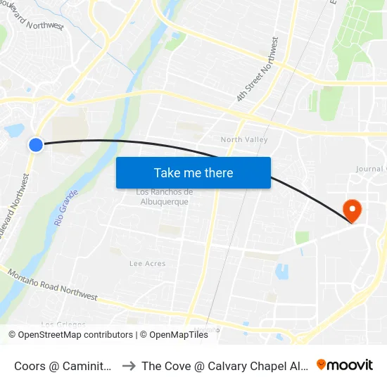 Coors @ Caminito Coors to The Cove @ Calvary Chapel Albuquerque map