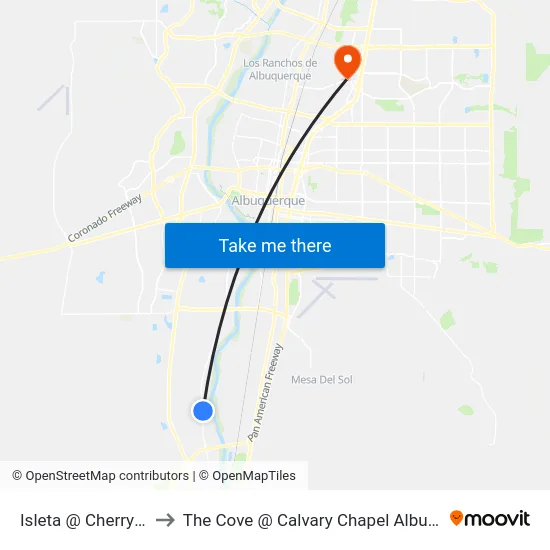 Isleta @ Cherry Tree to The Cove @ Calvary Chapel Albuquerque map