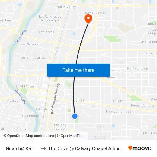 Girard @ Kathryn to The Cove @ Calvary Chapel Albuquerque map