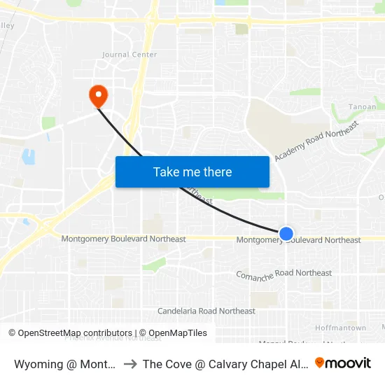 Wyoming @ Montgomery to The Cove @ Calvary Chapel Albuquerque map