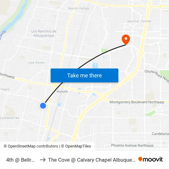 4th @ Bellrose to The Cove @ Calvary Chapel Albuquerque map