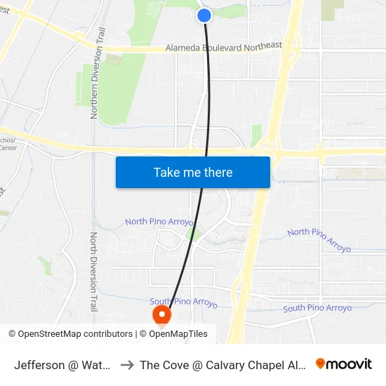 Jefferson @ Watercress to The Cove @ Calvary Chapel Albuquerque map