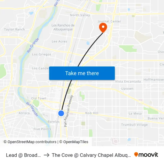 Lead @ Broadway to The Cove @ Calvary Chapel Albuquerque map