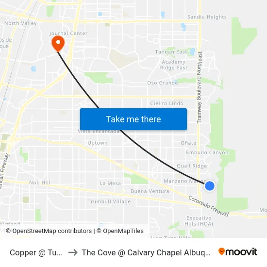 Copper @ Turner to The Cove @ Calvary Chapel Albuquerque map