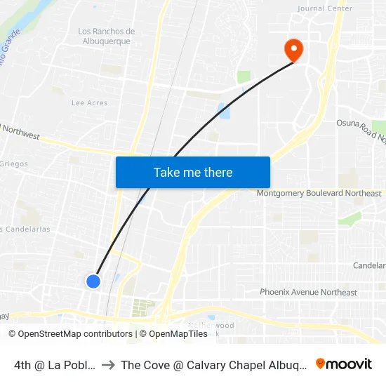 4th @ La Poblana to The Cove @ Calvary Chapel Albuquerque map