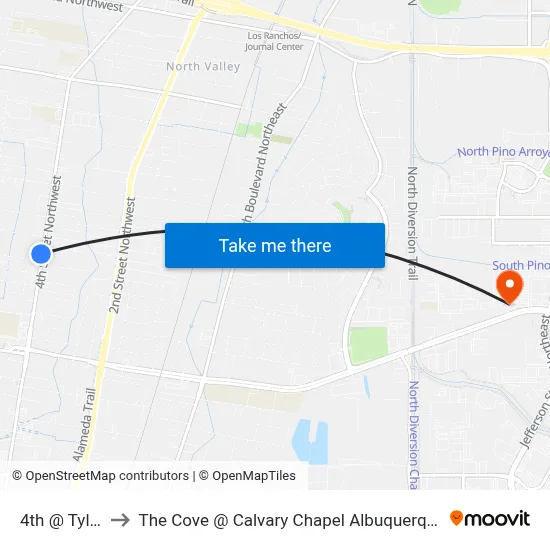 4th @ Tyler to The Cove @ Calvary Chapel Albuquerque map