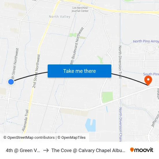 4th @ Green Valley to The Cove @ Calvary Chapel Albuquerque map