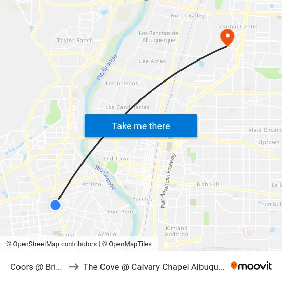 Coors @ Bridge to The Cove @ Calvary Chapel Albuquerque map